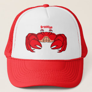 Cute red crab cartoon illustratie trucker pet