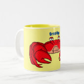 Cute red crab cartoon illustratie tweekleurige koffiemok (Voorkant links)