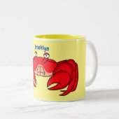 Cute red crab cartoon illustratie tweekleurige koffiemok (Voorkant rechts)