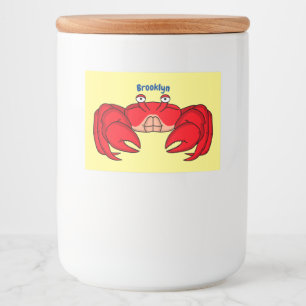 Cute red crab cartoon illustratie voedselcontainer etiket