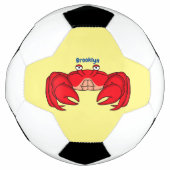 Cute red crab cartoon illustratie voetbal (Voorkant)