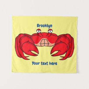 Cute red crab cartoon illustratie wandkleed