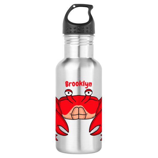 Cute red crab cartoon illustratie waterfles (Voorkant)