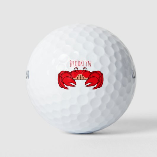 Cute red crab cartoon illustration golfballen (Voorkant)