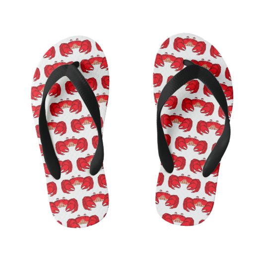 Cute red crab cartoon illustration kinder teenslippers (Voetbed)