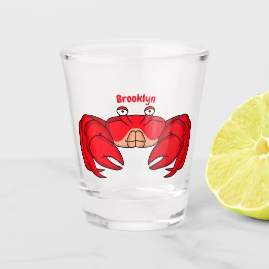 Cute red crab cartoon illustration shot glas (Voorkant)