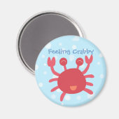 Cute Red Crab Feeling Crabby Pun Magneet (Voorkant / Achterkant)