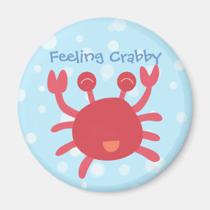 Cute Red Crab Feeling Crabby Pun Magneet