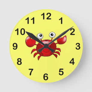 Cute red crab ronde klok