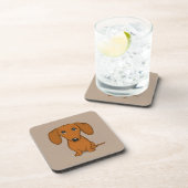 Cute Red Dachshund | Funny Cartoon Wiener Dog Bier Onderzetter (Rechterzijde)