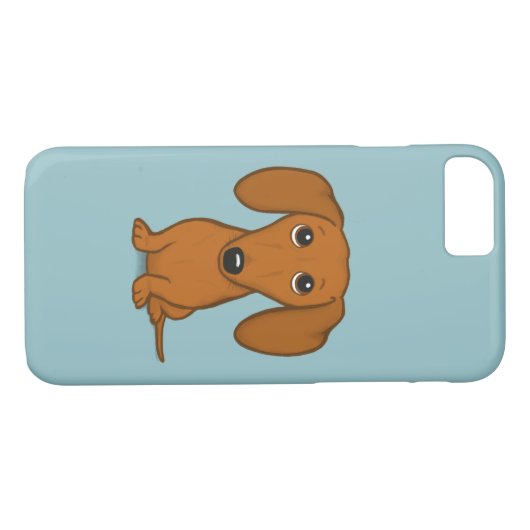 Cute Red Dachshund | Funny Cartoon Wiener Dog Case-Mate iPhone Case (Achterkant (Horizontaal))