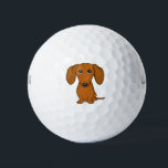 Cute Red Dachshund | Funny Cartoon Wiener Dog Golfballen<br><div class="desc">Identificeer eenvoudig uw bal op de golfbaan met deze originele wiener dog golfbal. Schattige glad gecoat rood Dachshund. Maakt een geweldig cadeau voor de golfer in je leven die van een Doxie houdt.</div>