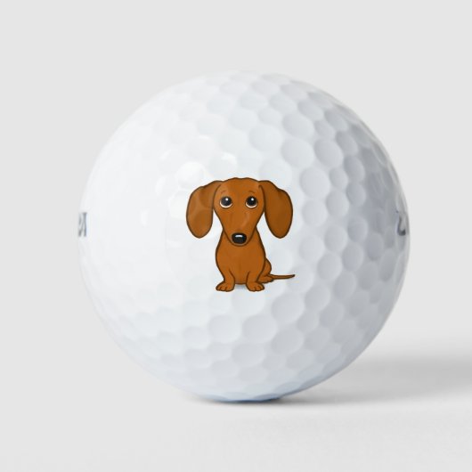 Cute Red Dachshund | Funny Cartoon Wiener Dog Golfballen (Voorkant)