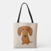 Cute Red Dachshund | Funny Cartoon Wiener Dog Tote Bag (Achterkant)