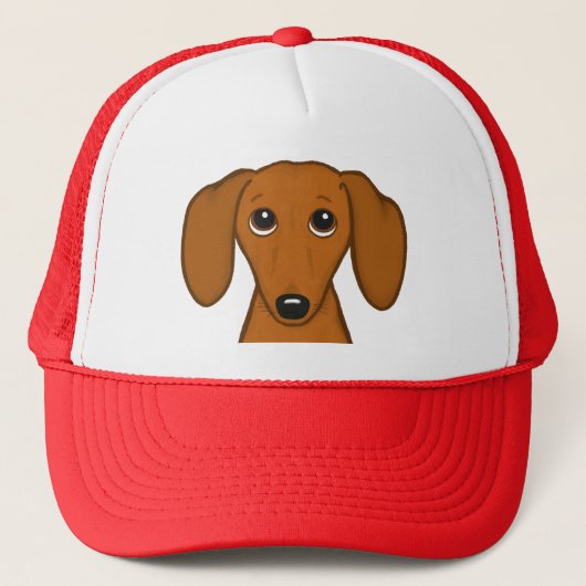 Cute Red Dachshund | Funny Cartoon Wiener Dog Trucker Pet (Voorkant)