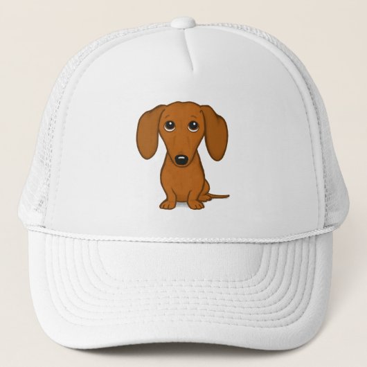 Cute Red Dachshund | Funny Cartoon Wiener Dog Trucker Pet (Voorkant)