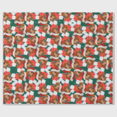 Cute Red Dachshund-kerstpatroon Cadeaupapier (Vlak)