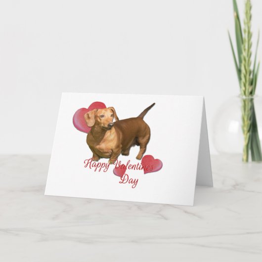 Cute Red Dachshund Valentijnsdag Hearts Kaart (Voorkant)