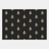 Cute red dark green Black Gold kerstbomen Inpakpapier Vel (Voorkant 3)