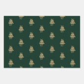 Cute red dark green Black Gold kerstbomen Inpakpapier Vel (Voorkant 2)