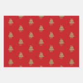 Cute red dark green Black Gold kerstbomen Inpakpapier Vel (Voorkant)