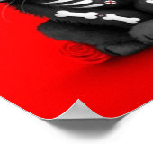 Cute Red Day of the Dead Kitten Cat, red Poster (Hoek)