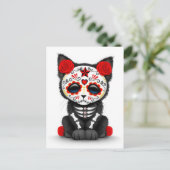 Cute Red Day of the Dead Kitten Cat, white Briefkaart (Staand voorkant)