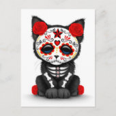 Cute Red Day of the Dead Kitten Cat, white Briefkaart (Voorkant)
