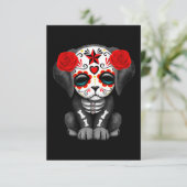 Cute Red Day of the Dead Puppy Dog Black (Staand voorkant)