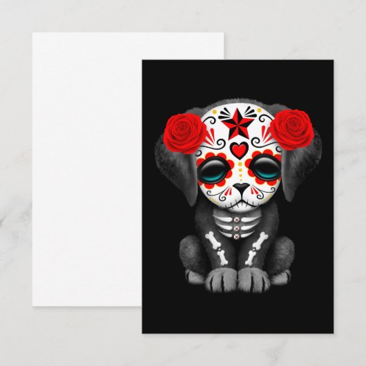 Cute Red Day of the Dead Puppy Dog Black (Voorkant / Achterkant)