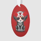 Cute Red Day of the Dead Puppy Dog Ornament (voorkant)