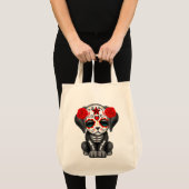Cute Red Day of the Dead Puppy Dog Tote Bag (Voorkant (product))