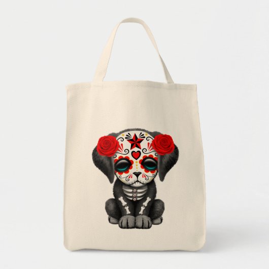 Cute Red Day of the Dead Puppy Dog Tote Bag (Voorkant)