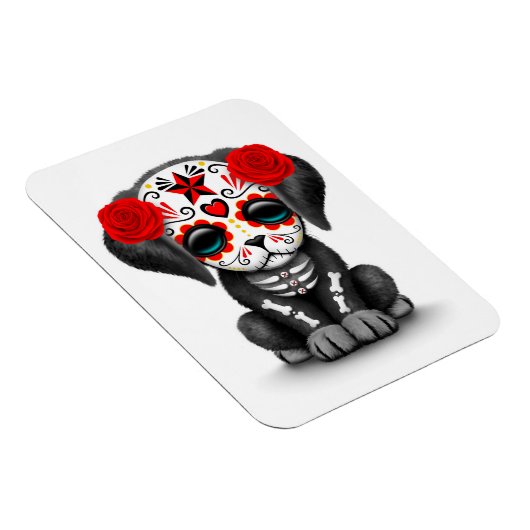 Cute Red Day of the Dead Puppy Dog White Magneet (Rechterzijde)