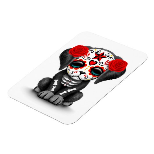 Cute Red Day of the Dead Puppy Dog White Magneet (Linkerzijde)