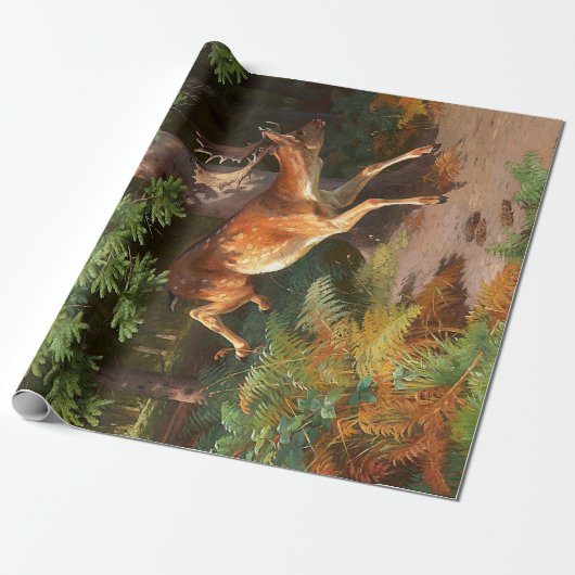 Cute Red Deer in de bosontkoppeling Cadeaupapier (Uitgerold)