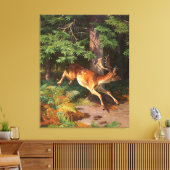 Cute Red Deer in het bos Canvas Afdruk (Insitu (Woonkamer))