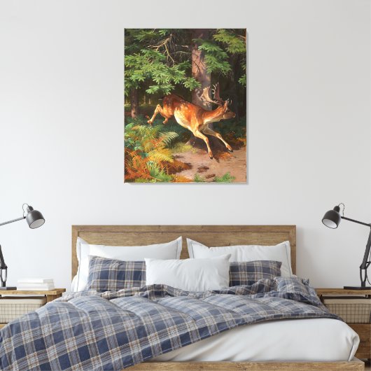 Cute Red Deer in het bos Canvas Afdruk (Insitu (Slaapkamer))