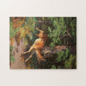Cute Red Deer in het bos Legpuzzel (Horizontaal)