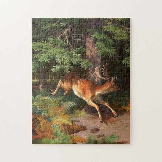 Cute Red Deer in het bos Legpuzzel (Verticaal)