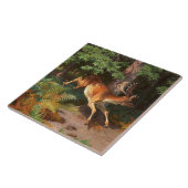 Cute Red Deer in het bos Tegeltje (Zijkant)