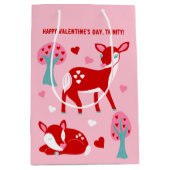 Cute Red Deer Valentijnsdag op persoonlijke titel Medium Cadeauzakje (Voorkant)