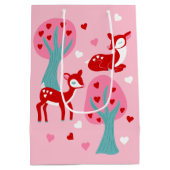Cute Red Deer Valentijnsdag op persoonlijke titel Medium Cadeauzakje (Achterkant)