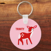 Cute Red Deer Valentijnsdag op persoonlijke titel Sleutelhanger (Voorkant)