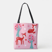 Cute Red Deer Valentijnsdag op persoonlijke titel Tote Bag (Achterkant)