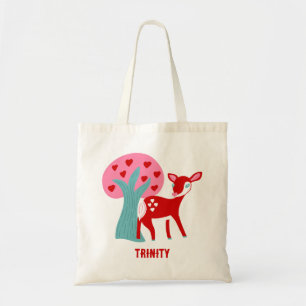 Cute Red Deer Valentijnsdag op persoonlijke titel Tote Bag