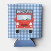 Cute red delivery truck cartoon illustration blikjeskoeler (Voorkant)