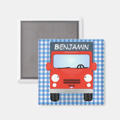 Cute red delivery truck cartoon illustration magneet (Voorkant / Achterkant)