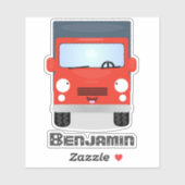 Cute red delivery truck cartoon illustration sticker (Vel)