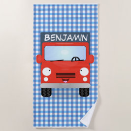 Cute red delivery truck cartoon illustration strandlaken